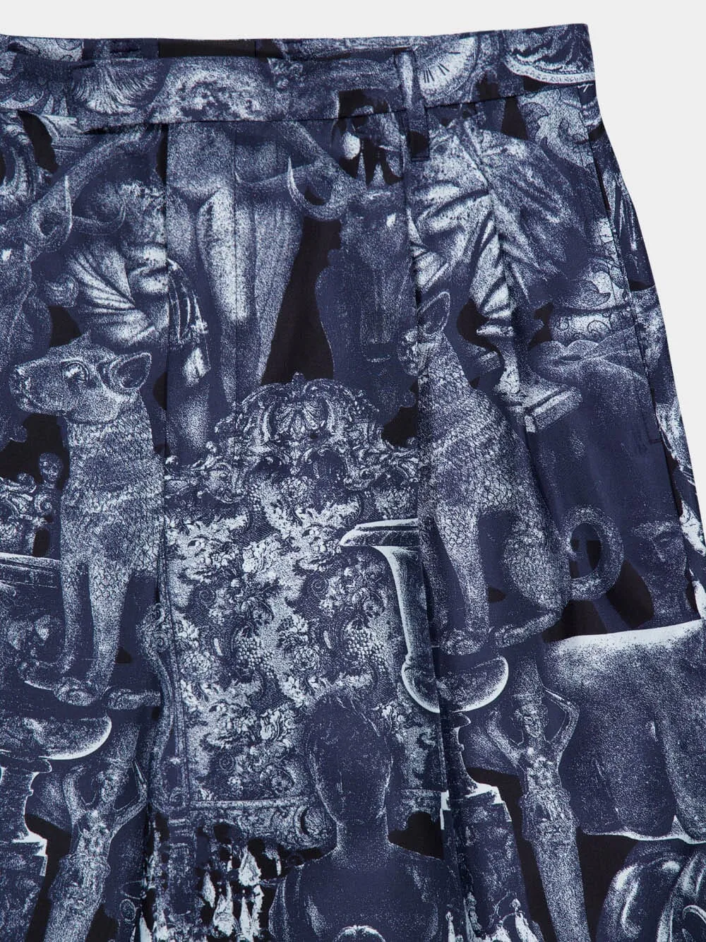 Navy Silk Bermuda Shorts with Hubert Objects Print sold by Fashion Clinic product image thumbnail 3