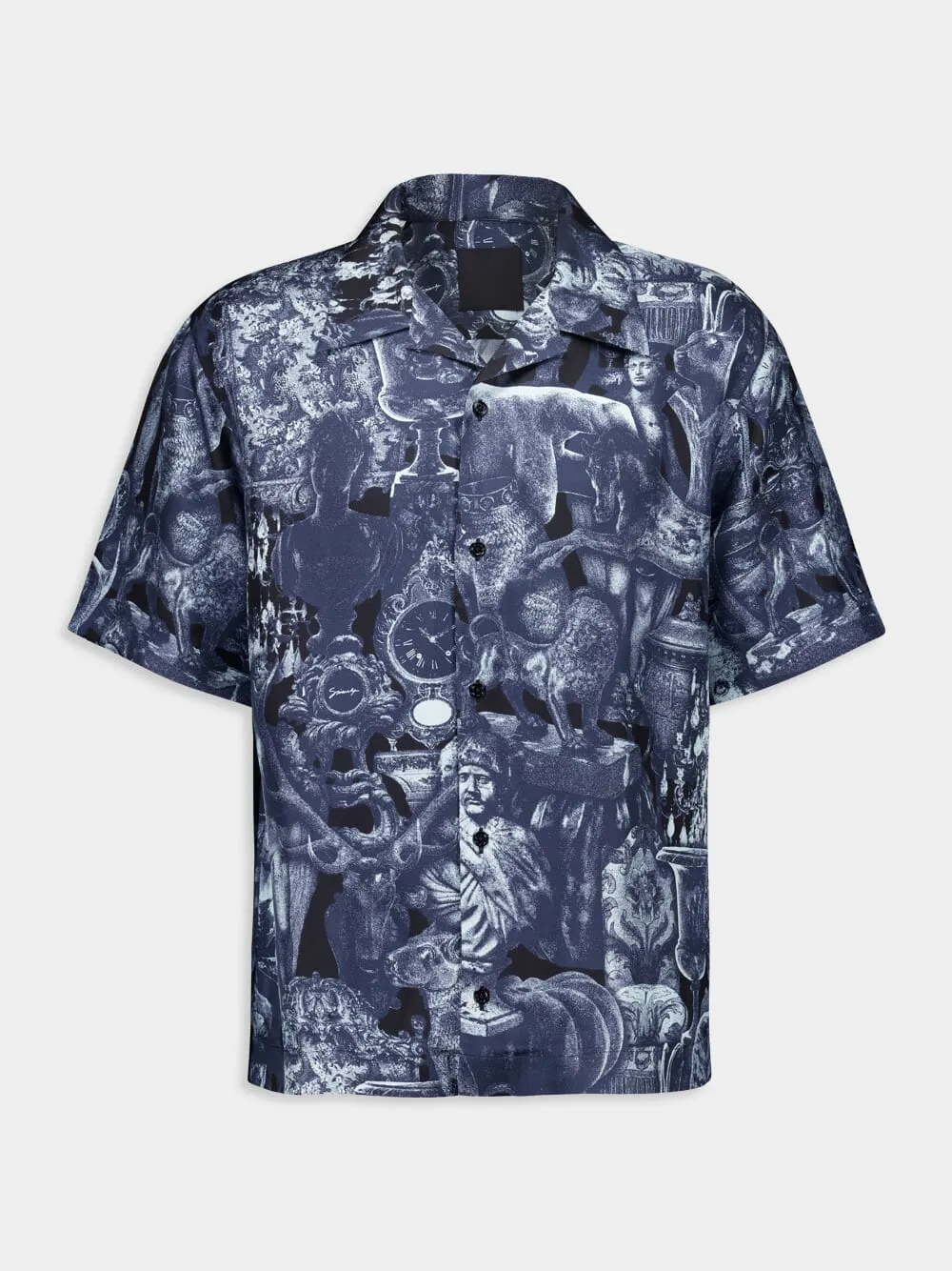 Navy Silk Shirt with Hubert Objects Print sold by Fashion Clinic product image thumbnail 2