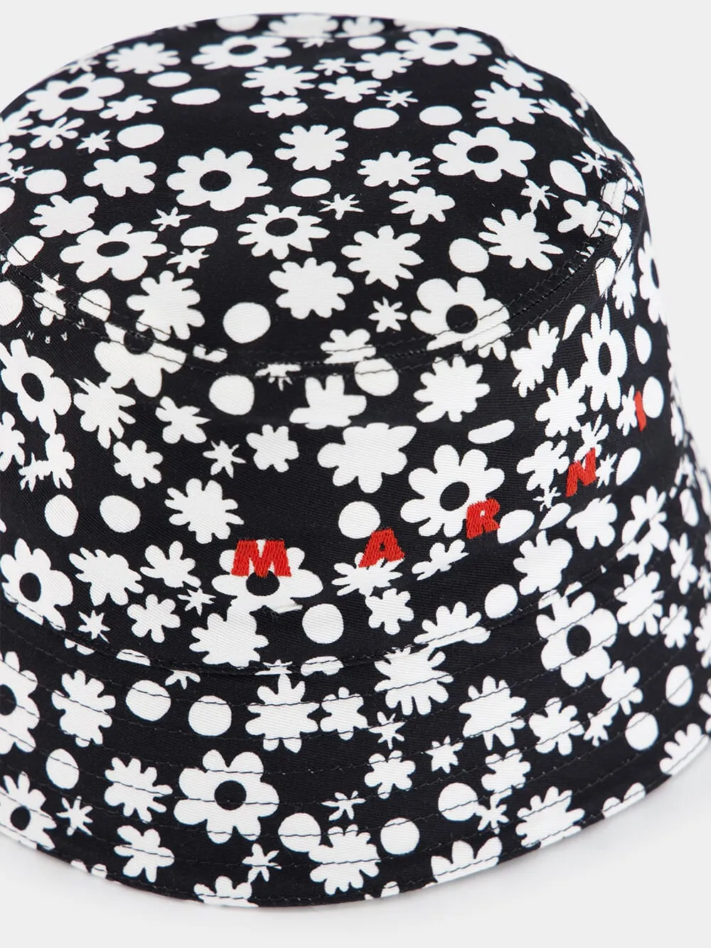 Black and White Pop Fields Cotton Bucket Hat sold by Fashion Clinic product image thumbnail 3