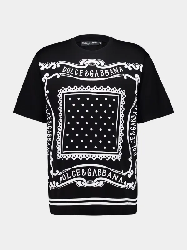 Black Cotton Bandanna Print T-shirt made by Dolce & Gabanna