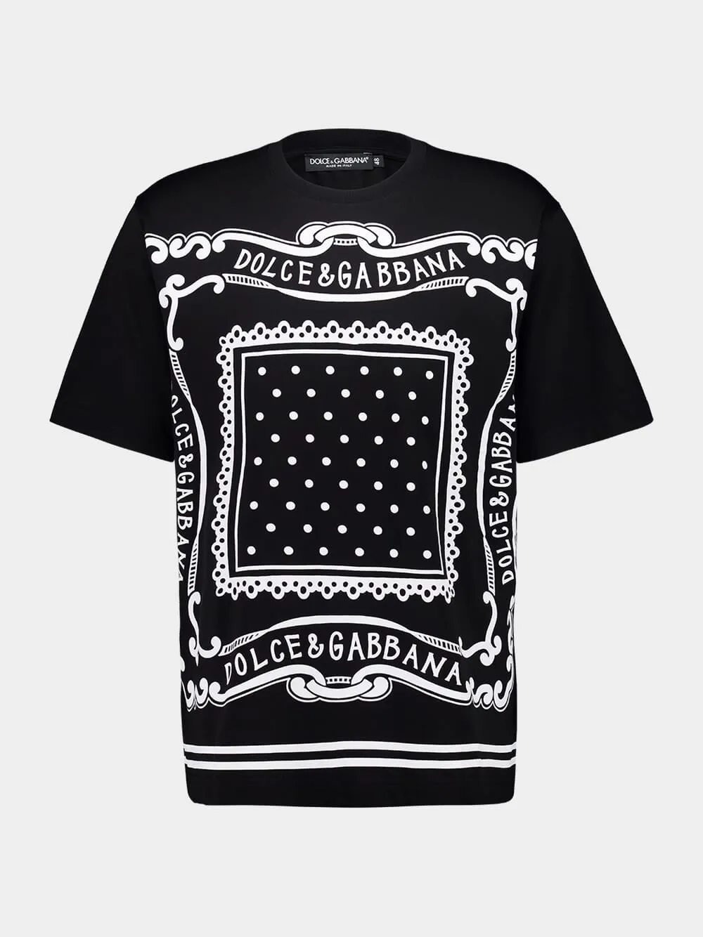Black Cotton Bandanna Print T-shirt sold by Fashion Clinic