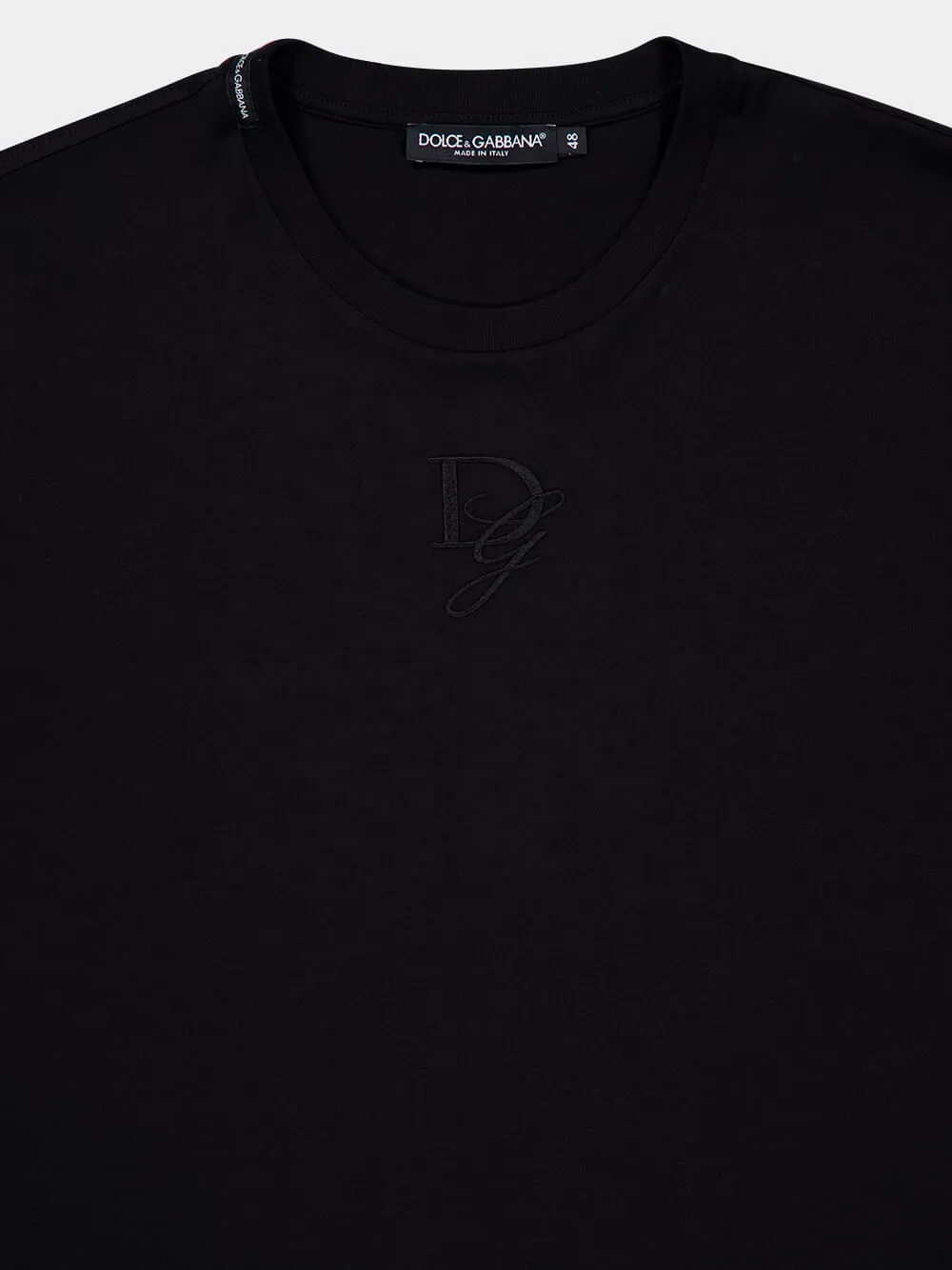 Black Cotton T-shirt with Logo Embroidery sold by Fashion Clinic product image thumbnail 3
