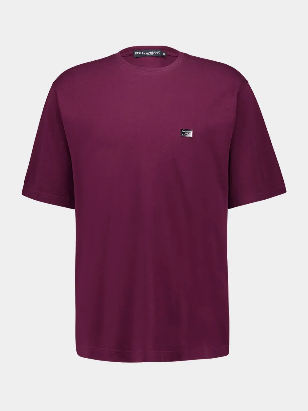 Burgundy Cotton T-shirt with Metal Tag sold by Fashion Clinic