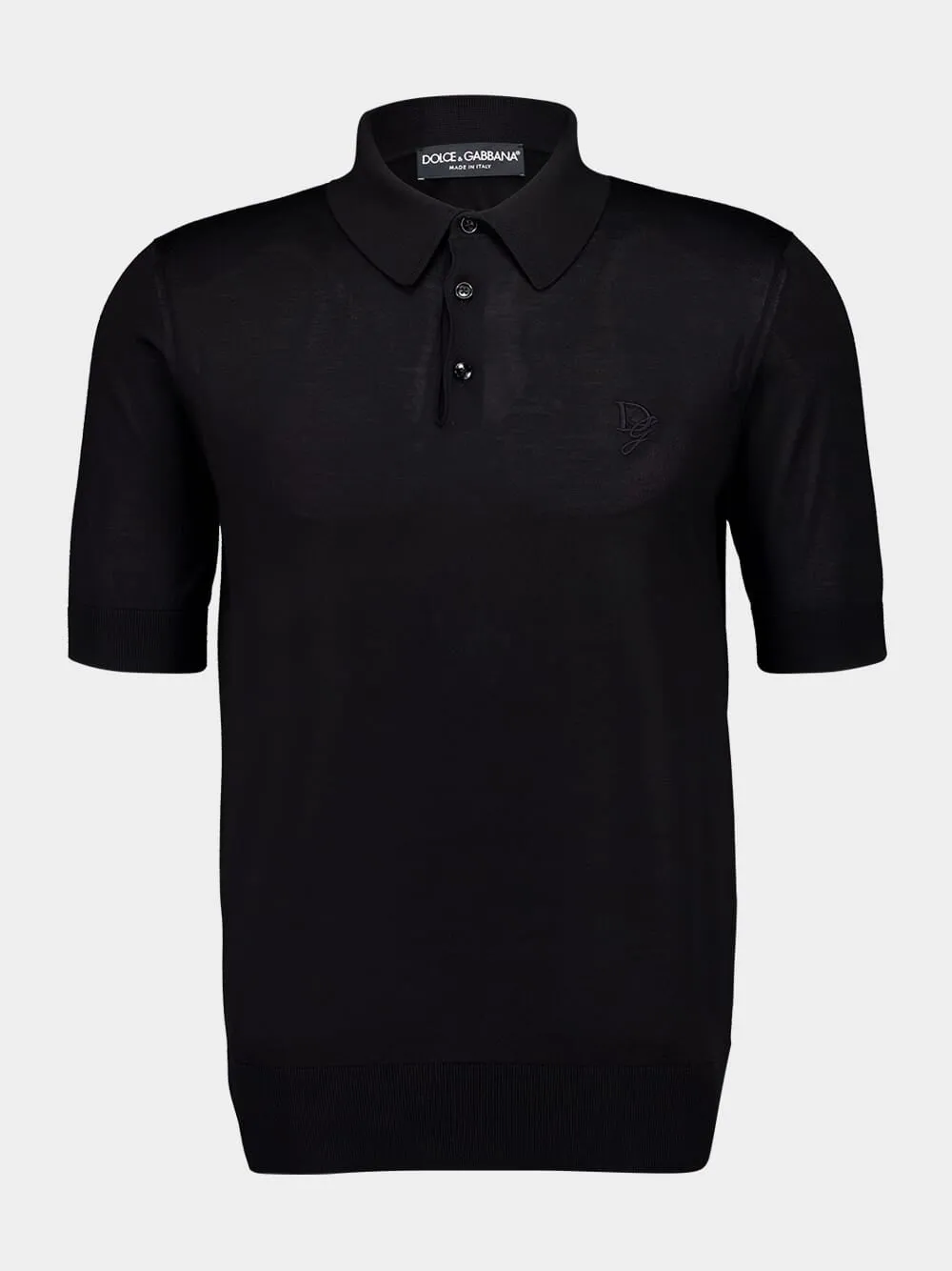 Black Silk Polo Shirt sold by Fashion Clinic