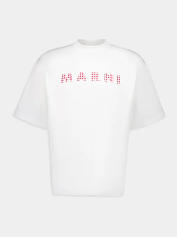 White T-shirt with Checked Marni Logo sold by Fashion Clinic