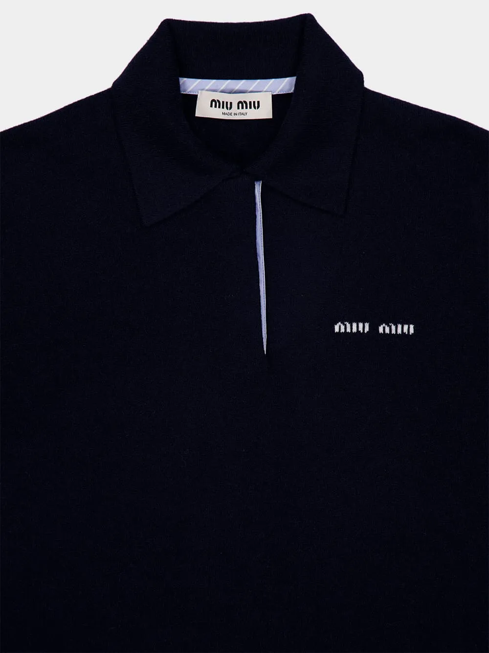 Navy Cashmere Polo Sweater sold by Fashion Clinic product image thumbnail 5