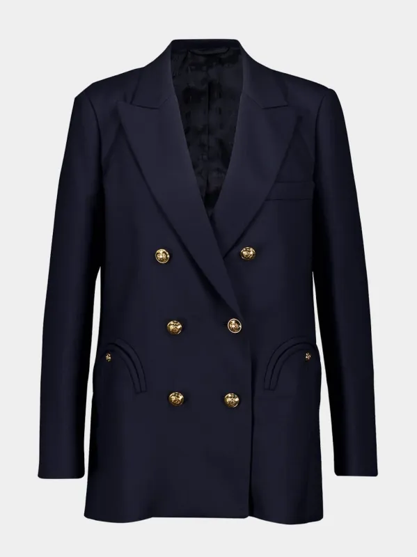Navy Double-Breasted Everynight Blazer sold by Fashion Clinic