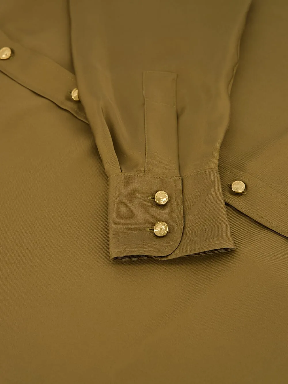 Olive Green Silk Button-Up Shirt sold by Fashion Clinic product image thumbnail 4