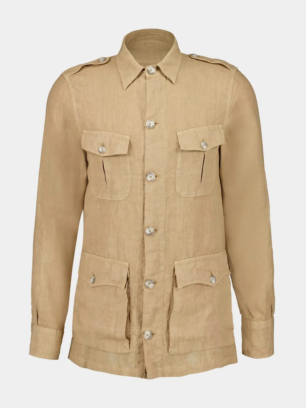 Almond Linen Jacket with Pockets sold by Fashion Clinic