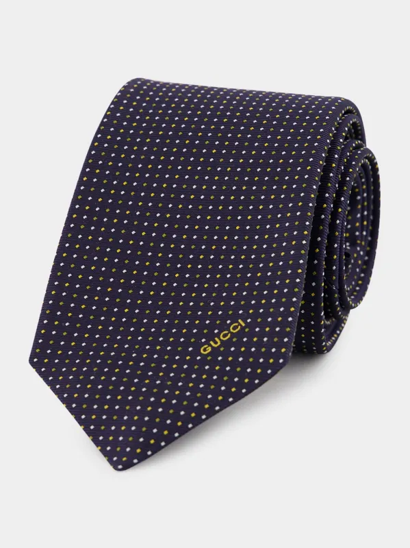 Dark Blue Gudots Jacquard Silk Tie sold by Fashion Clinic