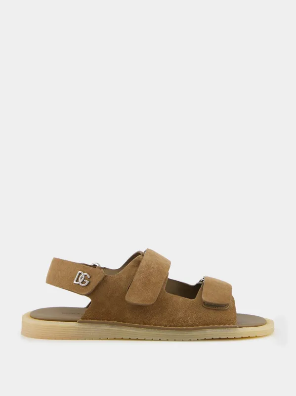Brown Double Strap Suede Sandals sold by Fashion Clinic