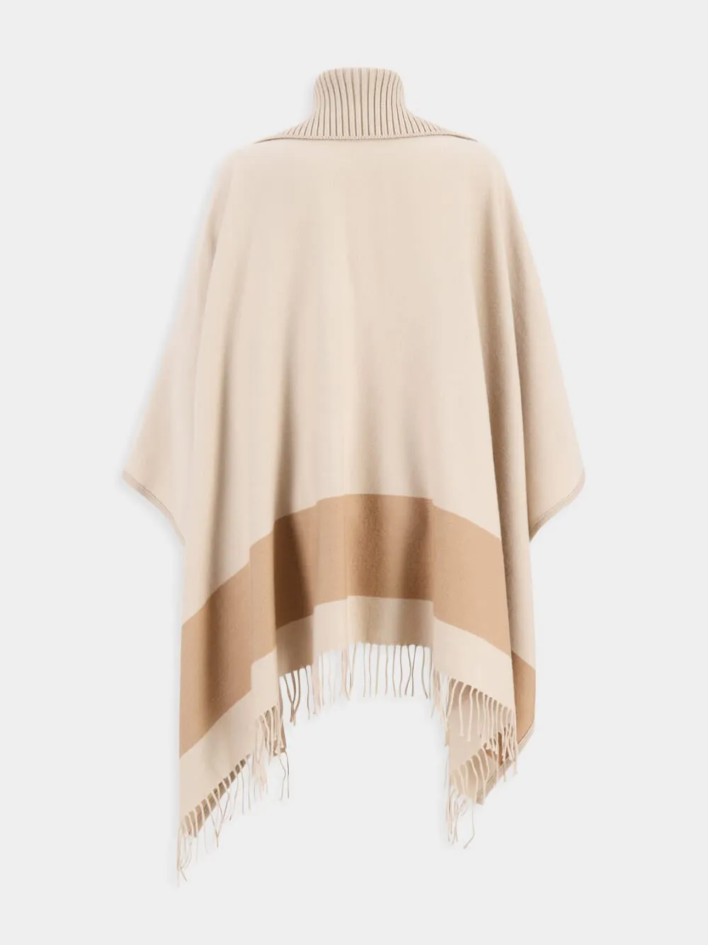 Camel Fringed Wool Cape sold by Fashion Clinic product image thumbnail 3