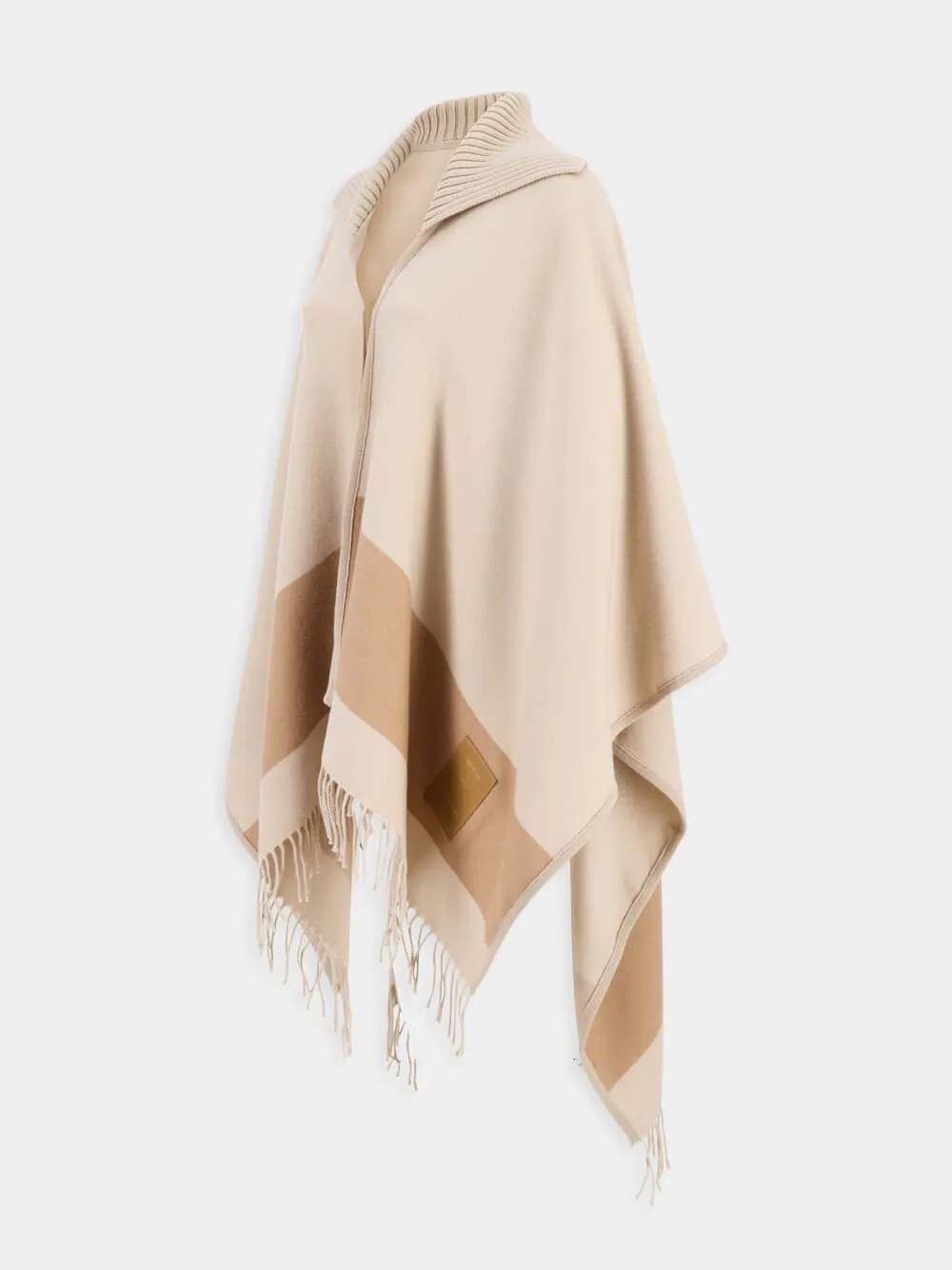 Camel Fringed Wool Cape sold by Fashion Clinic product image thumbnail 2