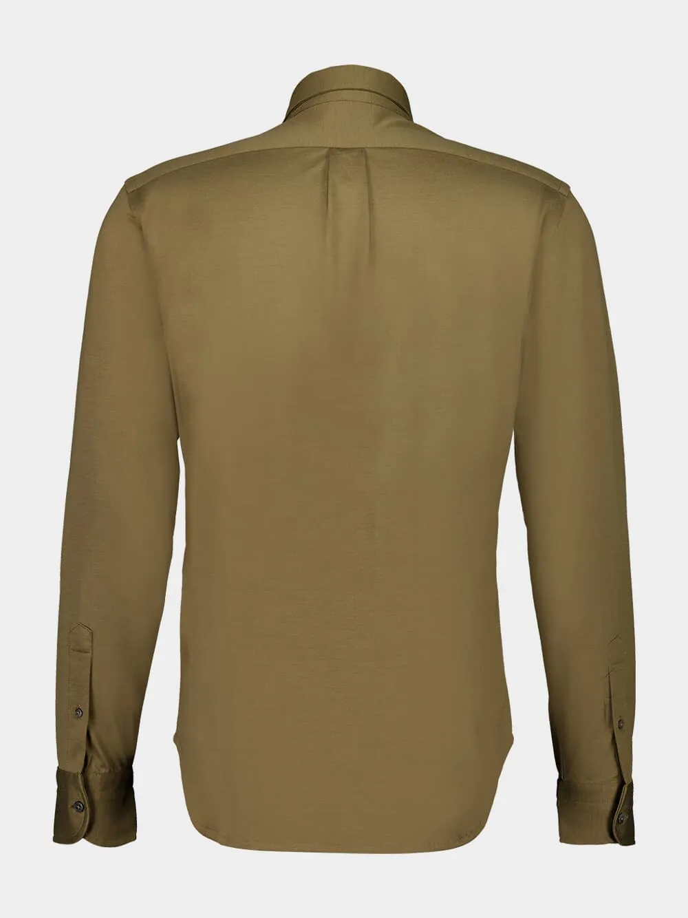 Olive Green Silk-Cotton Button-Down Shirt sold by Fashion Clinic product image thumbnail 2