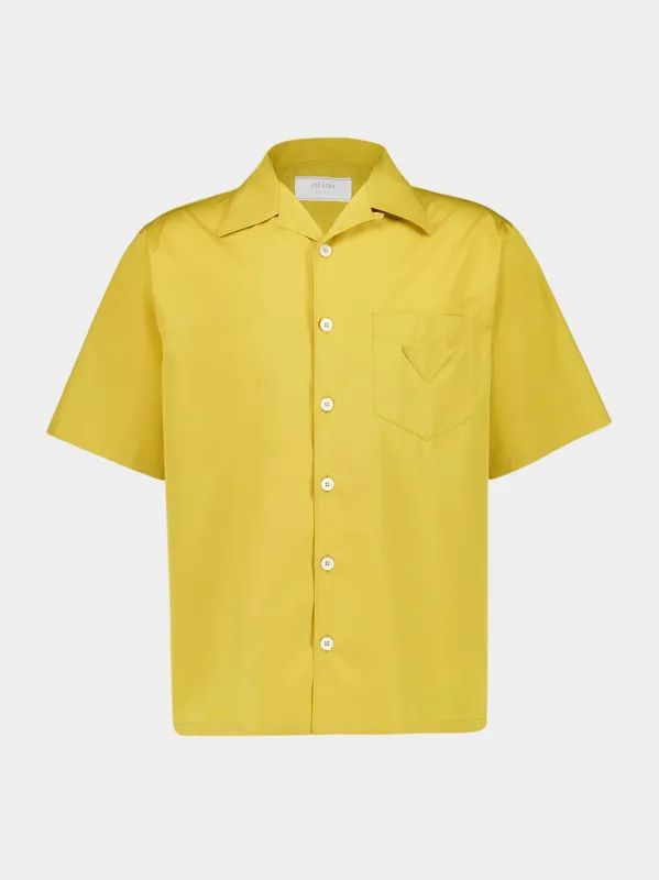 Yellow Short-Sleeve Poplin Cotton Shirt sold by Fashion Clinic