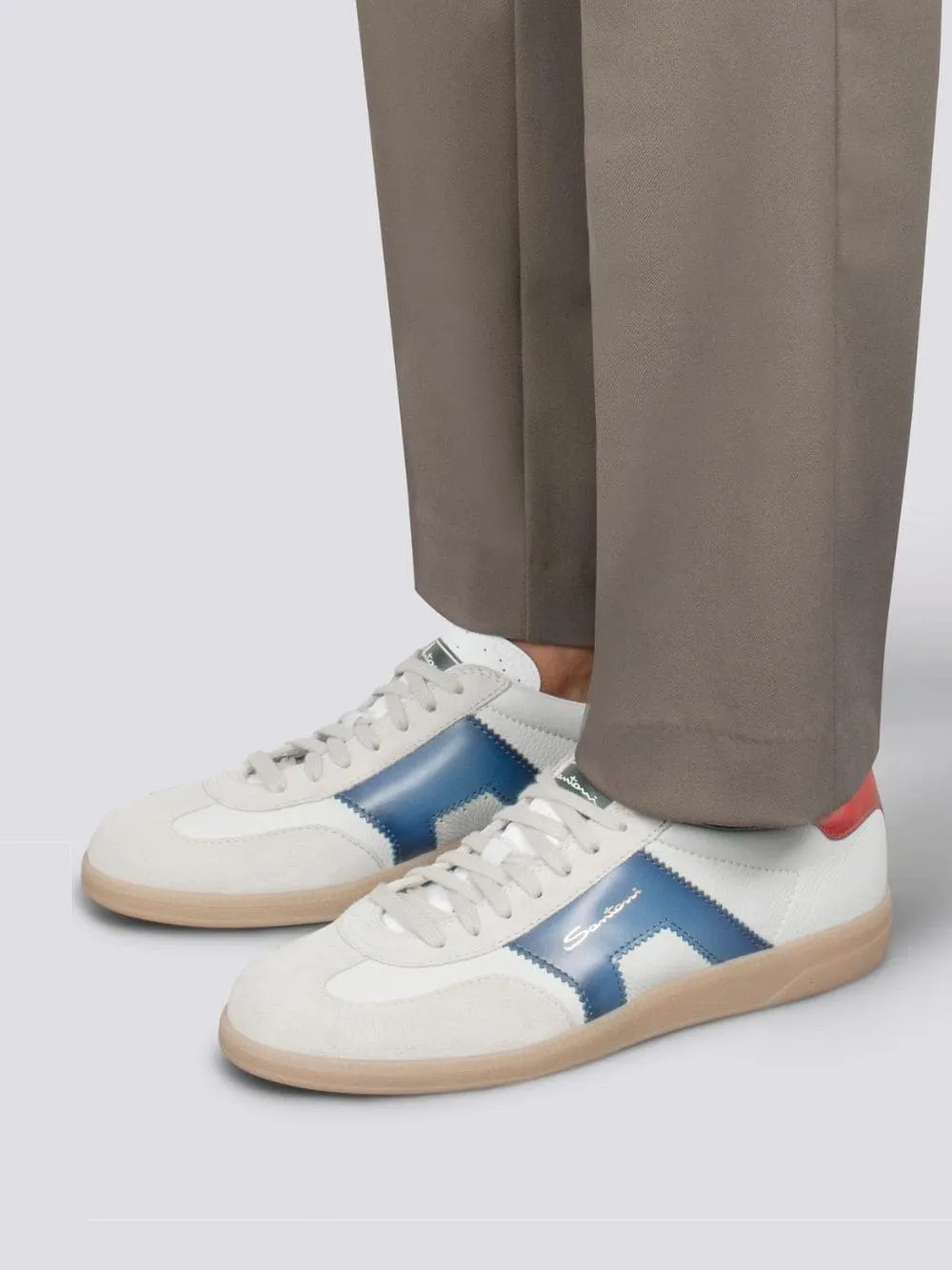 Men's White Leather and Suede DBS Oly Sneaker sold by Fashion Clinic product image thumbnail 2