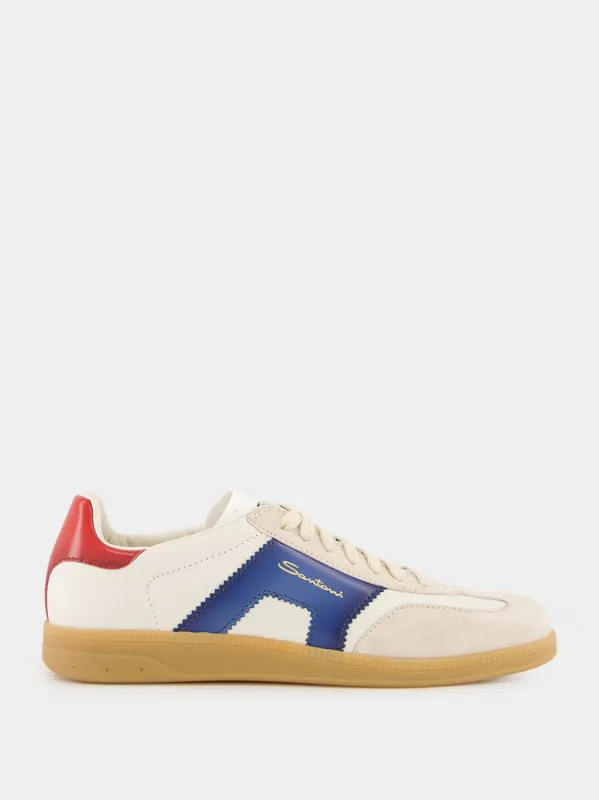 Men's White Leather and Suede DBS Oly Sneaker sold by Fashion Clinic