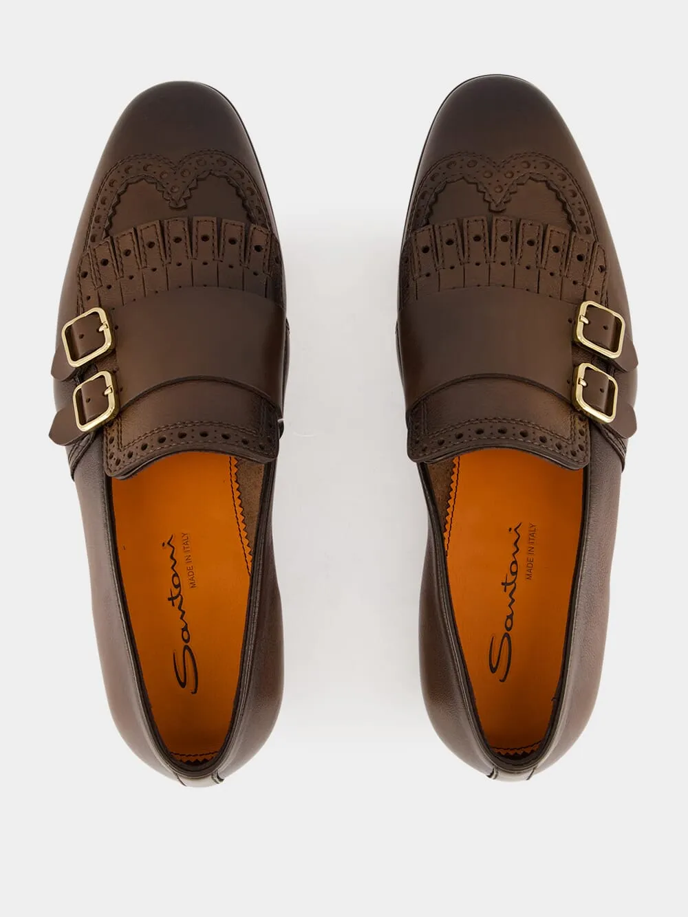 Dark Brown Leather Double Buckle Shoes sold by Fashion Clinic product image thumbnail 4