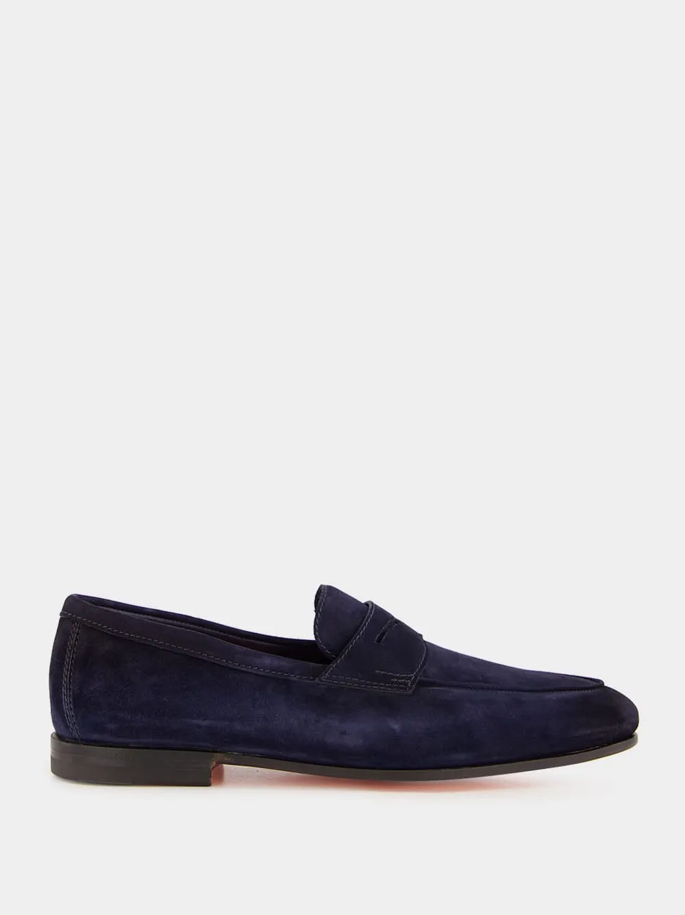 Blue Suede Penny Carlos Loafers sold by Fashion Clinic