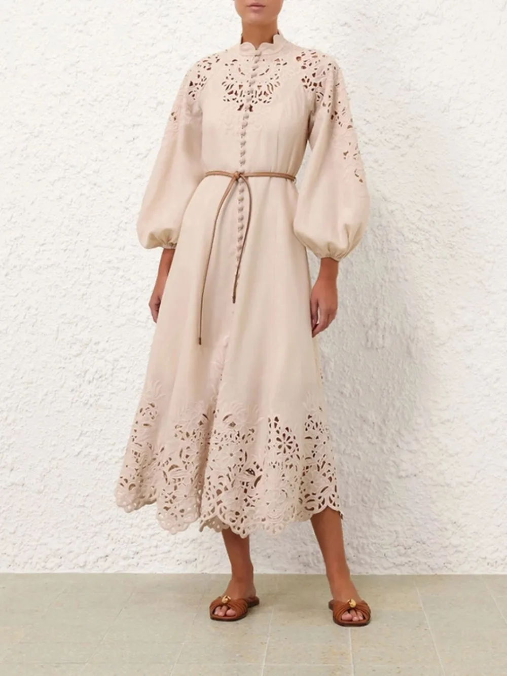 Cream Wylie Embroidered Billow Dress sold by Fashion Clinic product image thumbnail 2