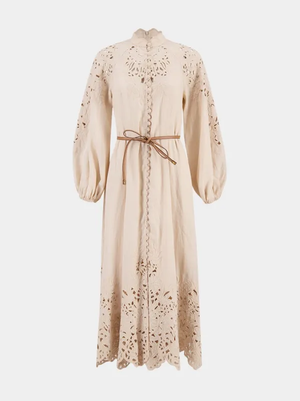 Cream Wylie Embroidered Billow Dress sold by Fashion Clinic