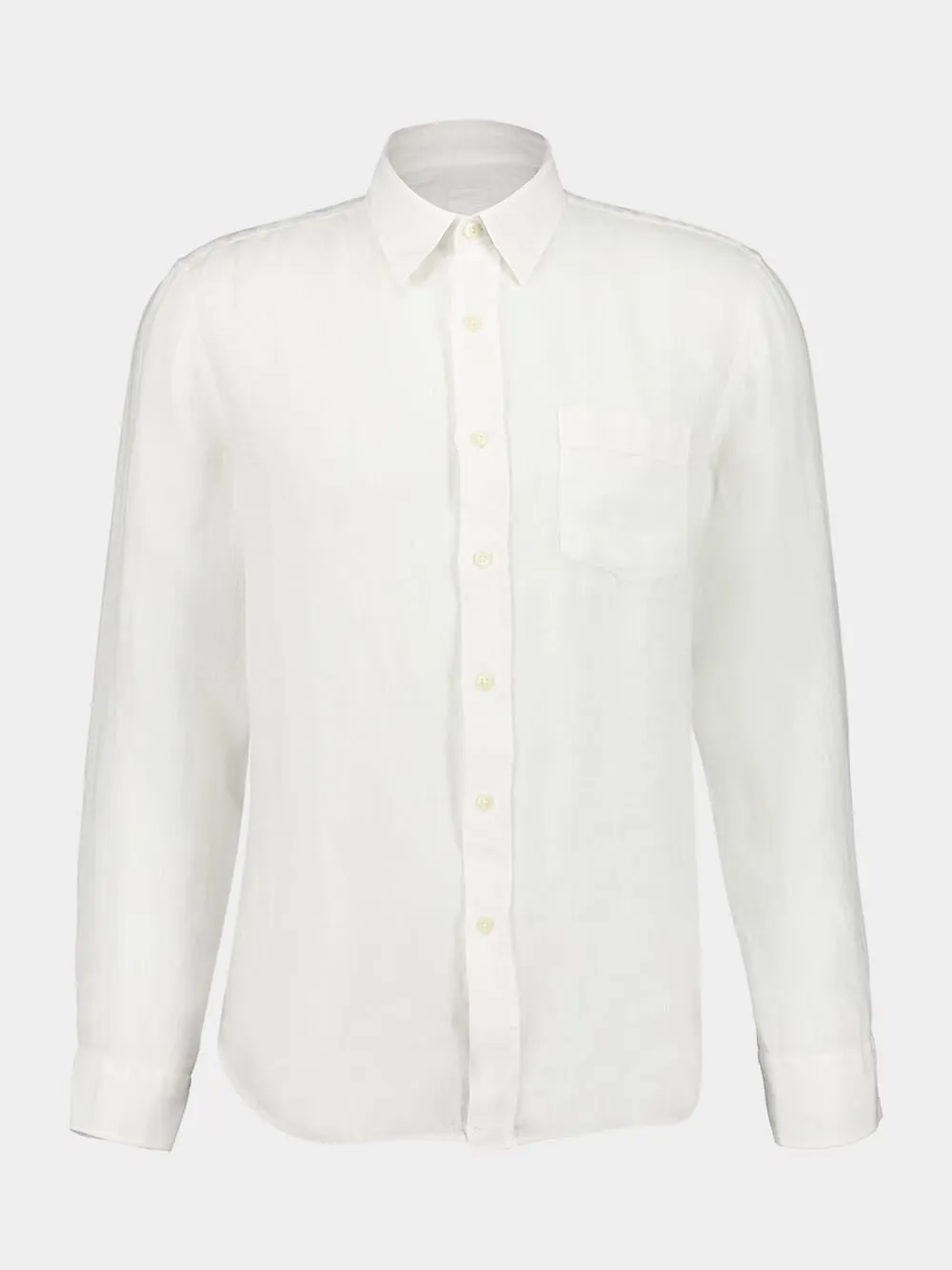 White Long-Sleeve Regular Fit Linen Shirt sold by Fashion Clinic