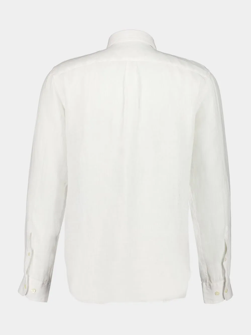 White Long-Sleeve Regular Fit Linen Shirt sold by Fashion Clinic product image thumbnail 2