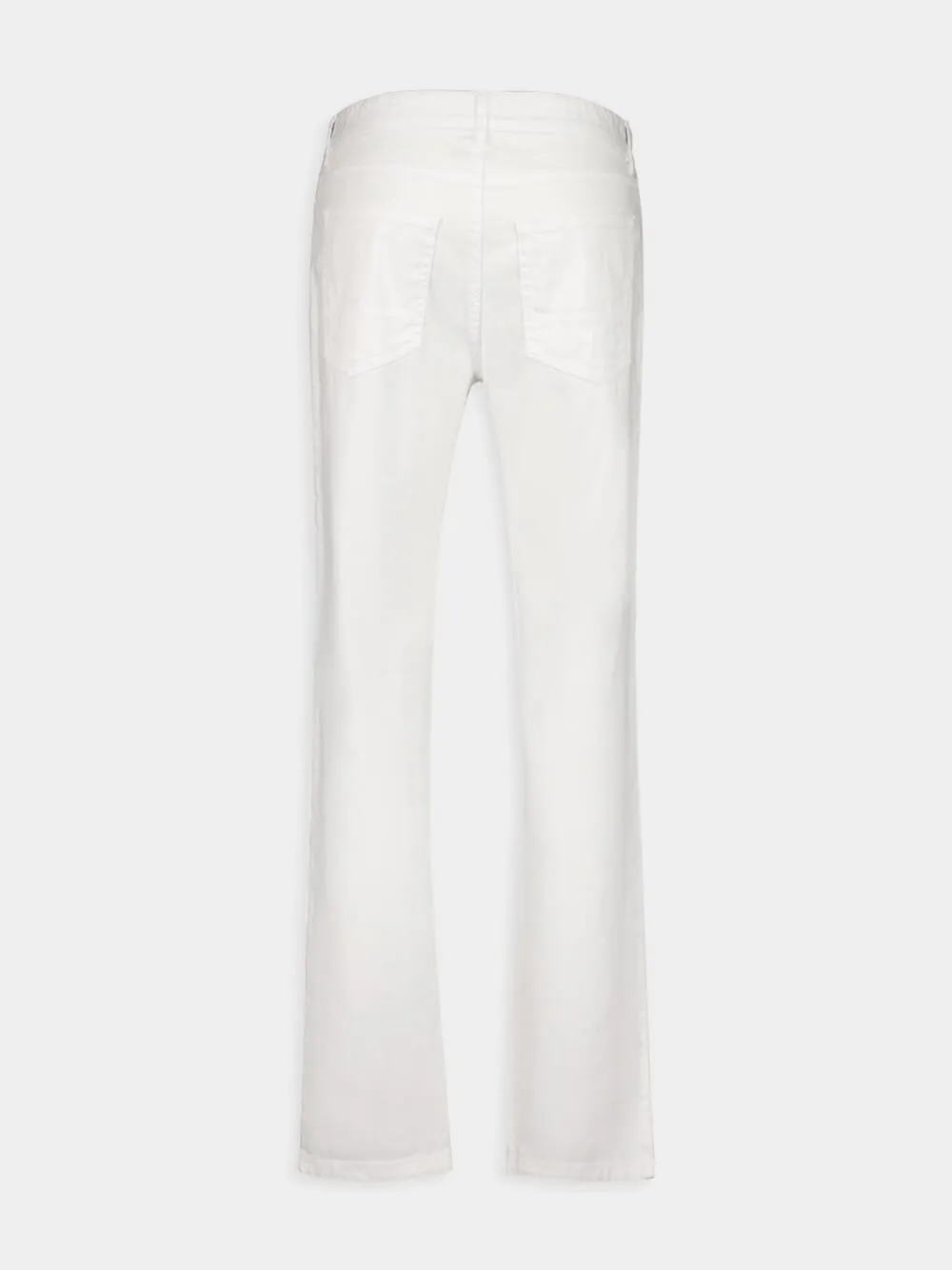 White Slim-Fit Linen Cotton Blend Trousers sold by Fashion Clinic product image thumbnail 2