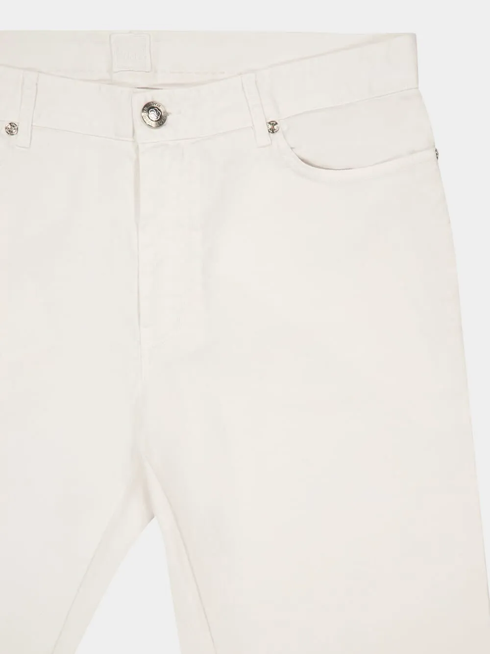 White Slim-Fit Linen Cotton Blend Trousers sold by Fashion Clinic product image thumbnail 3