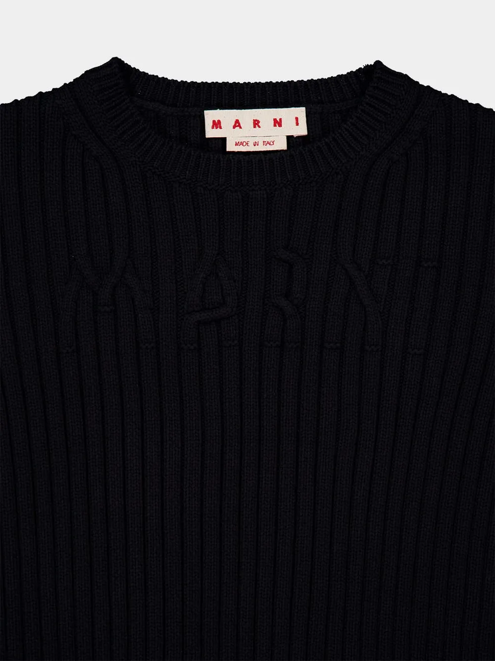 Black Crewneck Cotton Knit Sweater sold by Fashion Clinic product image thumbnail 3
