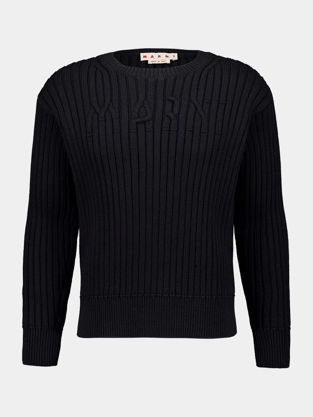Black Crewneck Cotton Knit Sweater sold by Fashion Clinic