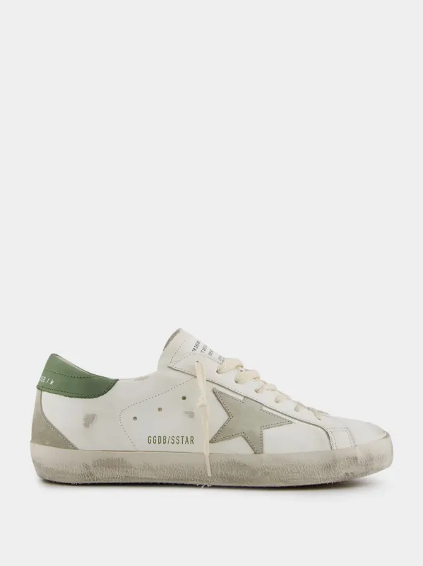 White Superstar Leather Sneakers with Green Details sold by Fashion Clinic