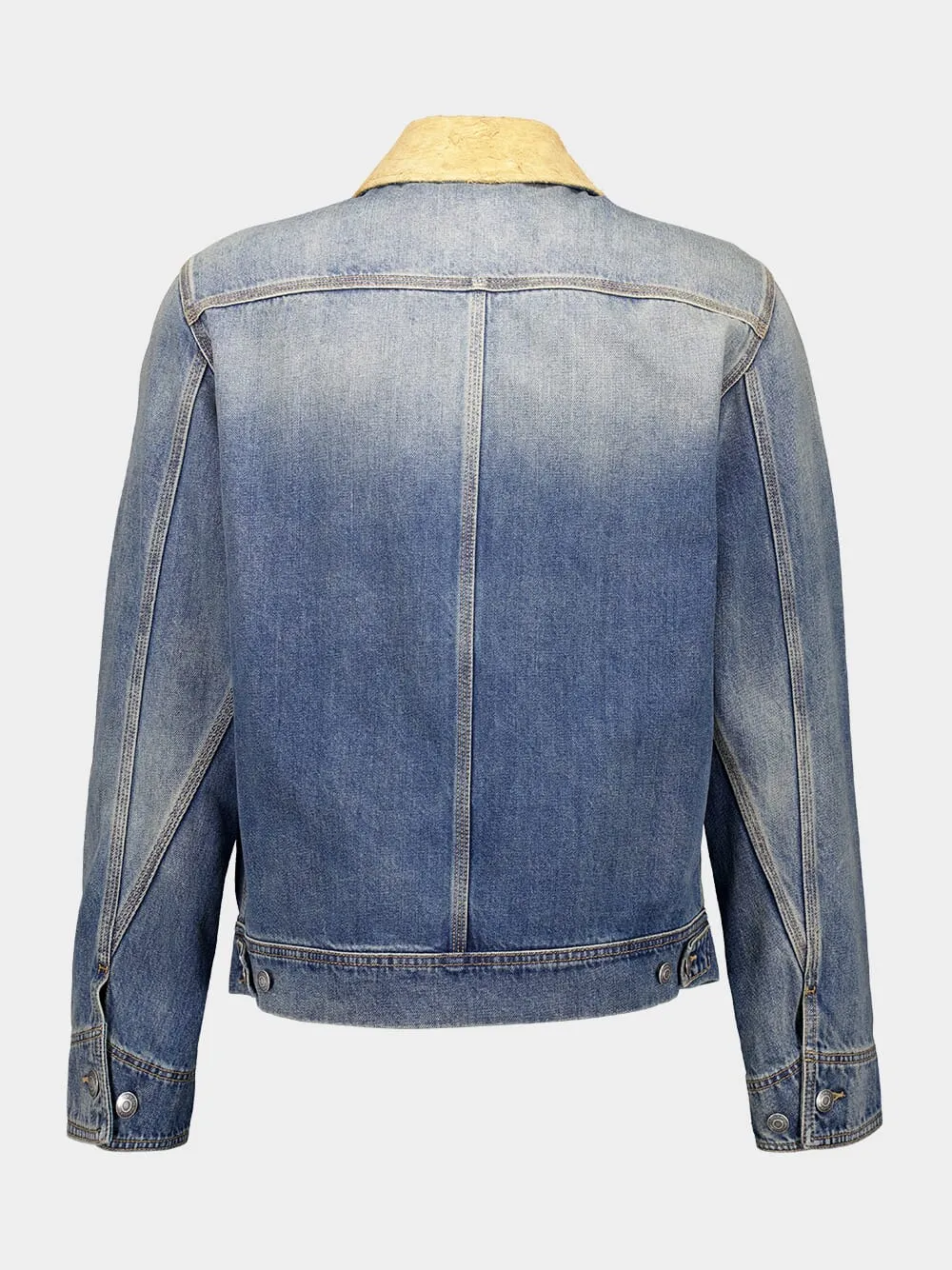 Blue Suede Collar Denim Jacket sold by Fashion Clinic product image thumbnail 4