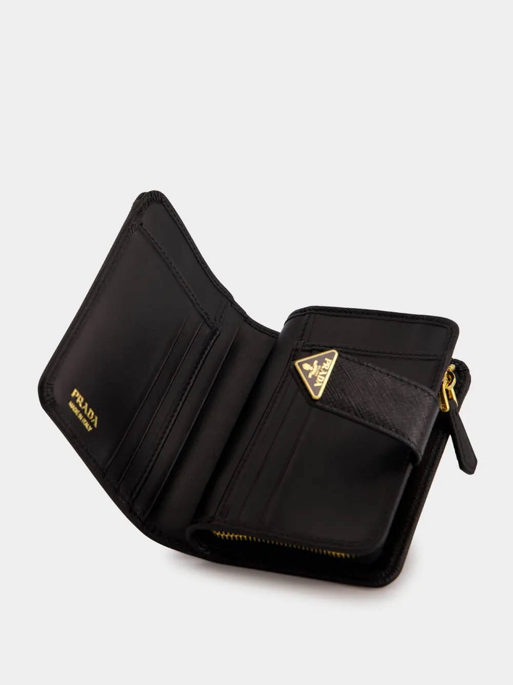 Black Saffiano Leather Compact Wallet sold by Fashion Clinic product image thumbnail 4