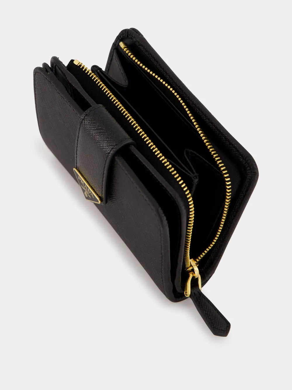 Black Saffiano Leather Compact Wallet sold by Fashion Clinic product image thumbnail 5