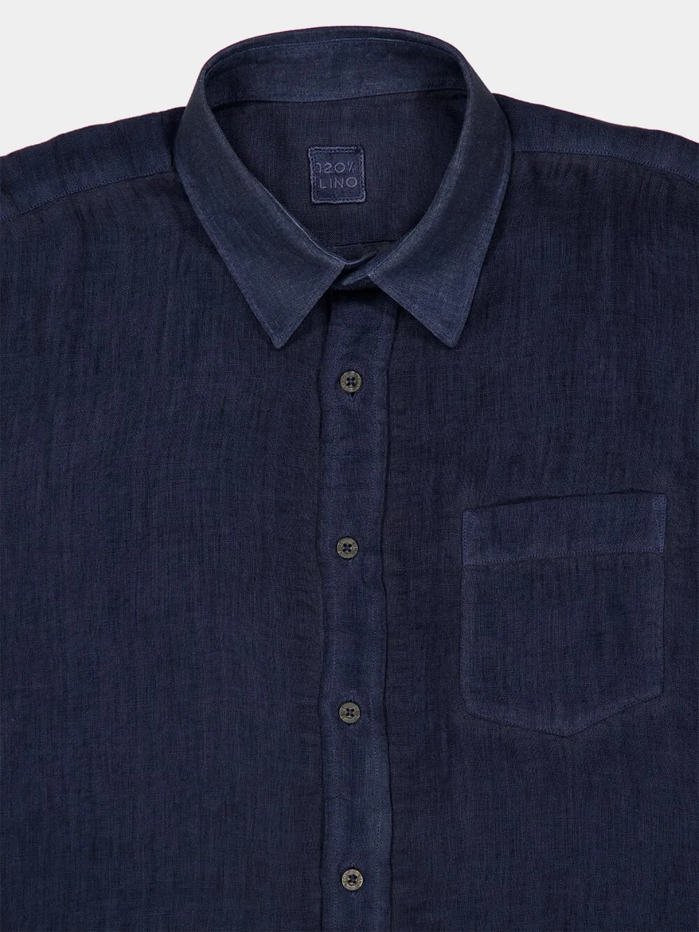 Navy Blue Faded Linen Long-Sleeve Shirt sold by Fashion Clinic product image thumbnail 3