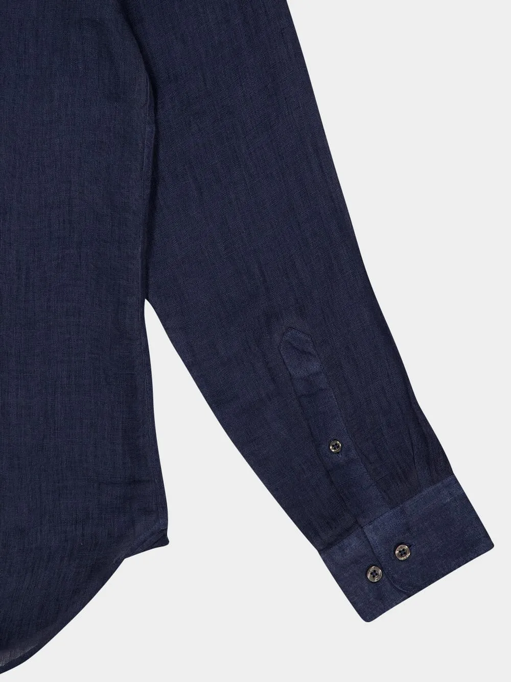 Navy Blue Faded Linen Long-Sleeve Shirt sold by Fashion Clinic product image thumbnail 4