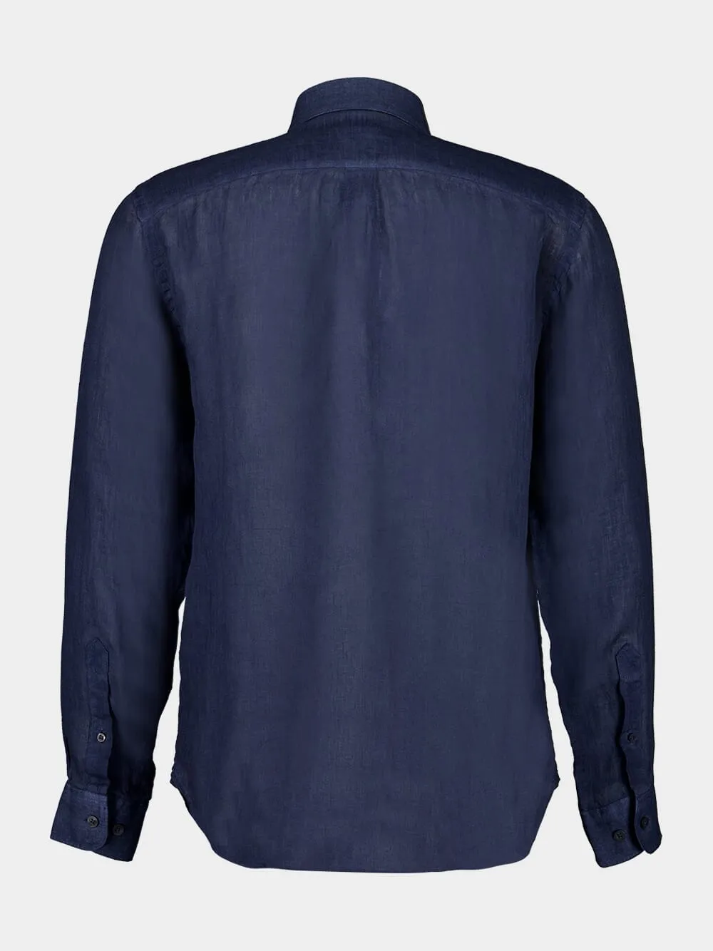 Navy Blue Faded Linen Long-Sleeve Shirt sold by Fashion Clinic product image thumbnail 2
