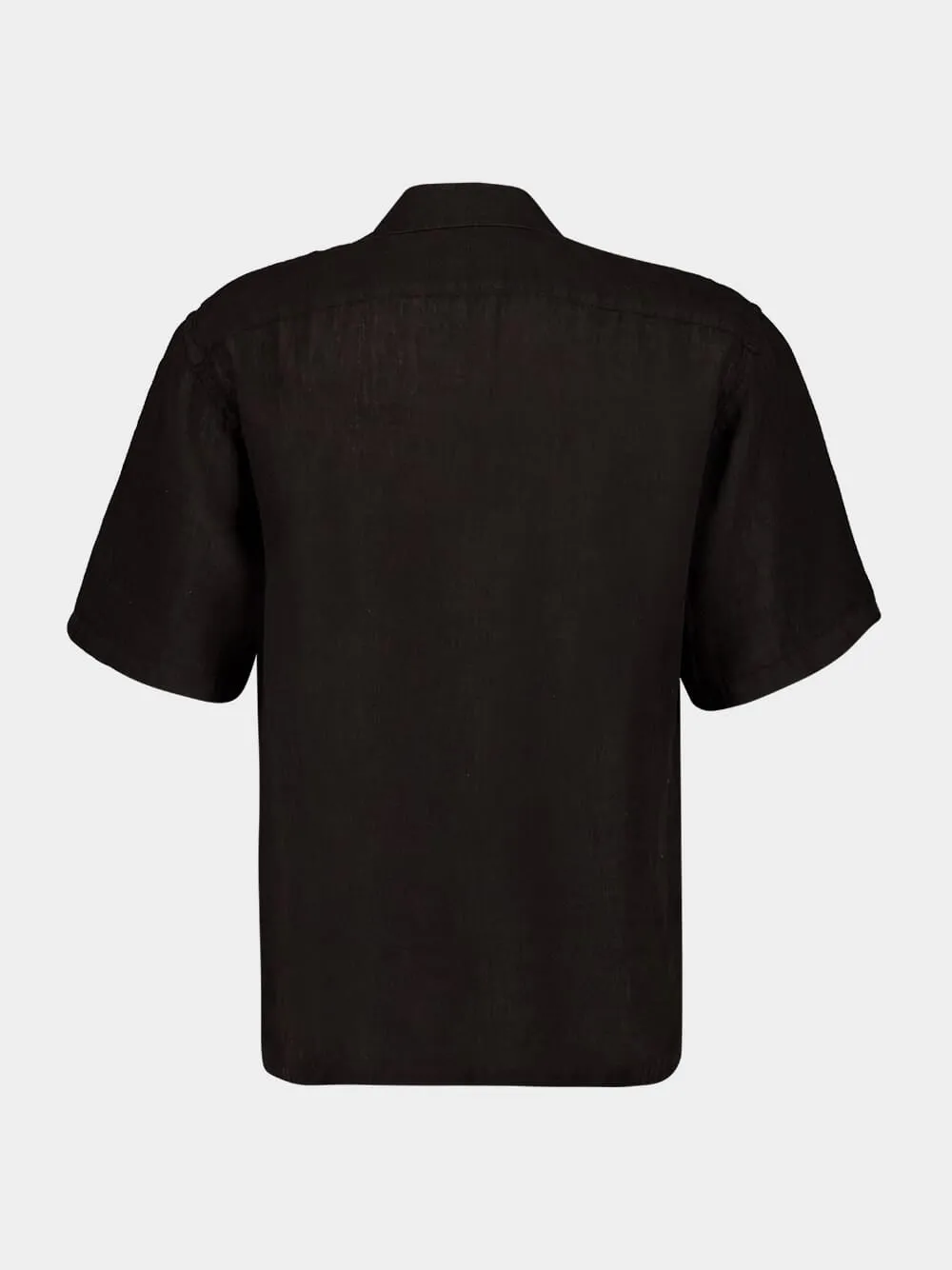 Black Short-Sleeve Relaxed Fit Linen Shirt sold by Fashion Clinic product image thumbnail 2
