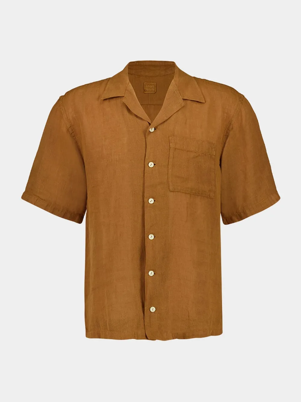 Curry Short-Sleeve Relaxed Fit Linen Shirt sold by Fashion Clinic