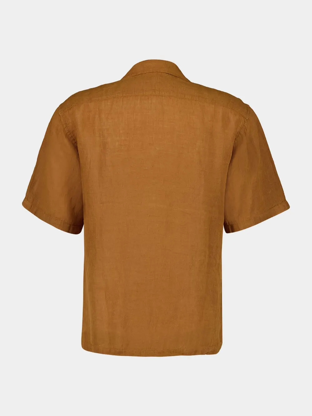 Curry Short-Sleeve Relaxed Fit Linen Shirt sold by Fashion Clinic product image thumbnail 2
