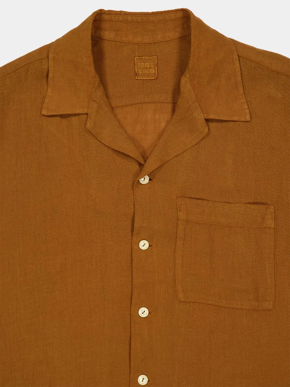 Curry Short-Sleeve Relaxed Fit Linen Shirt sold by Fashion Clinic product image thumbnail 3