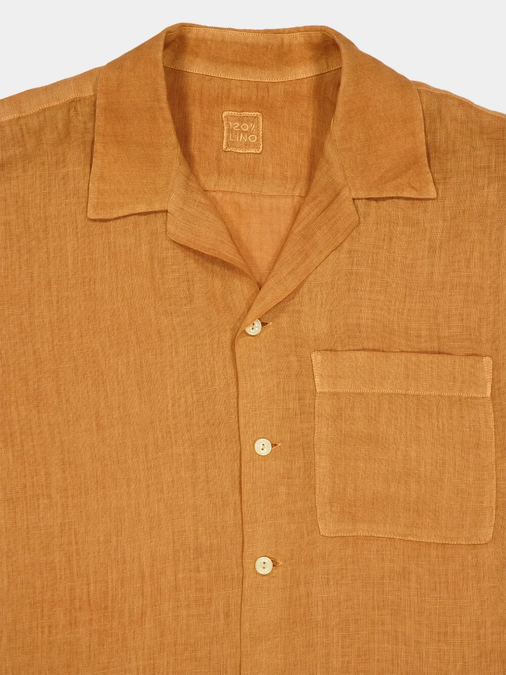 Apricot Soft Fade Short-Sleeve Relaxed Fit Linen Shirt sold by Fashion Clinic product image thumbnail 3