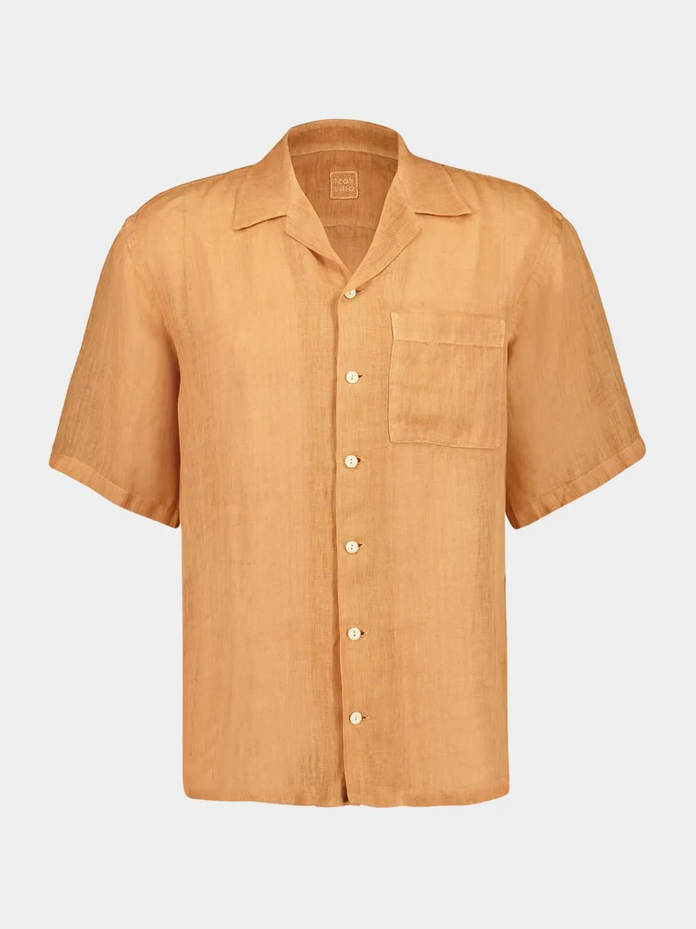 Apricot Soft Fade Short-Sleeve Relaxed Fit Linen Shirt sold by Fashion Clinic