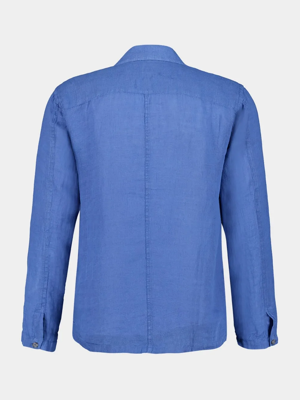 Indigo Long-Sleeve Linen Shirt with Front Pockets sold by Fashion Clinic product image thumbnail 2
