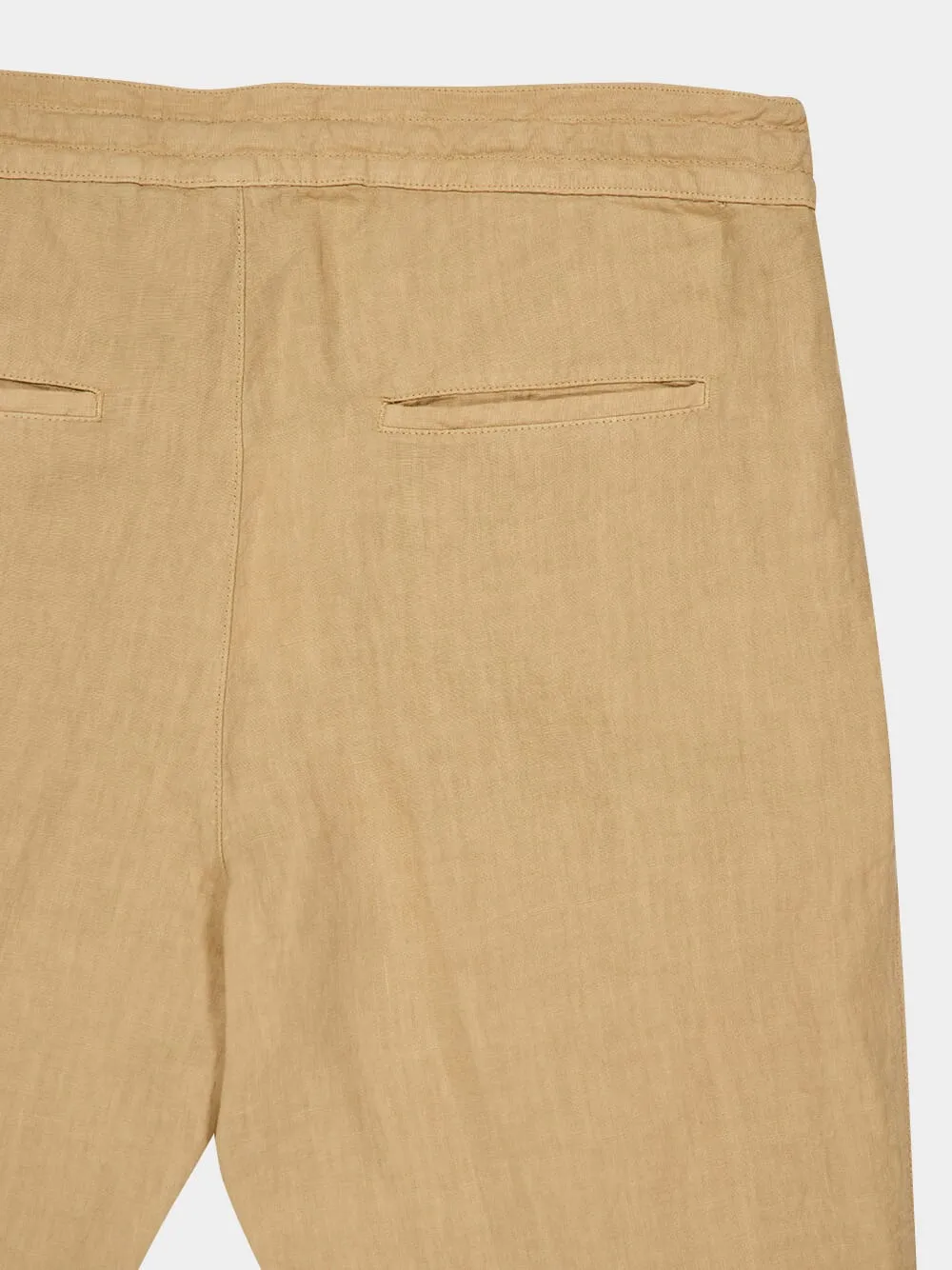 Almond Casual Fit Drawstring Linen Pants sold by Fashion Clinic product image thumbnail 4