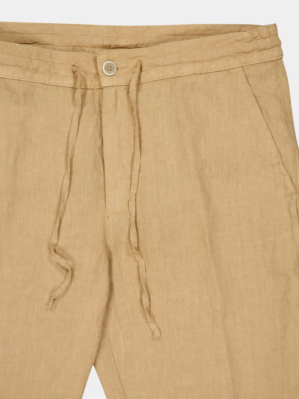 Almond Casual Fit Drawstring Linen Pants sold by Fashion Clinic product image thumbnail 3