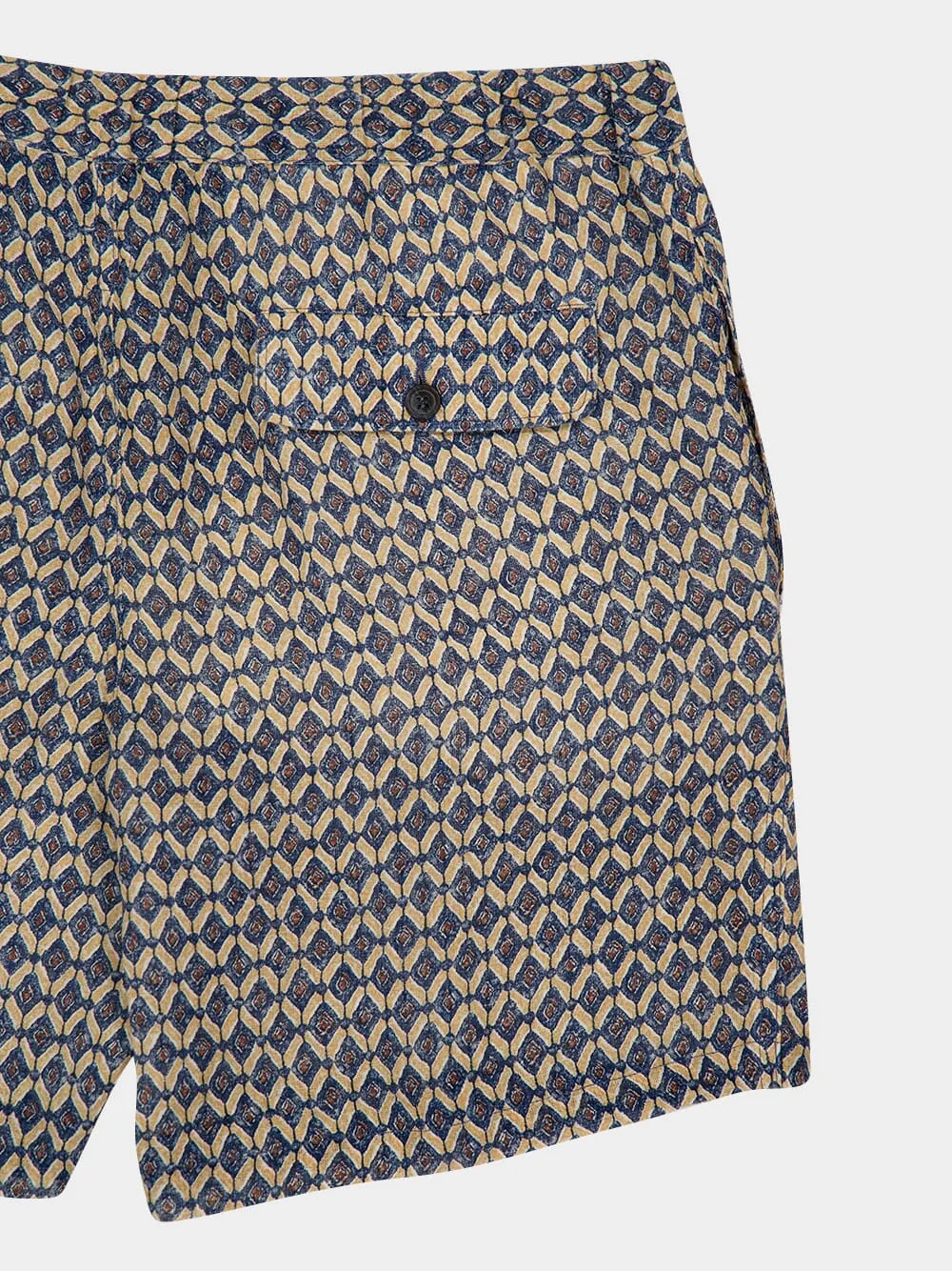 Washed Blue Print Bermuda Linen Shorts sold by Fashion Clinic product image thumbnail 4