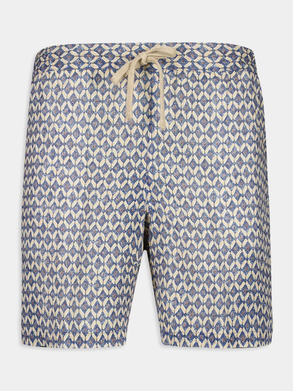 Washed Blue Print Bermuda Linen Shorts sold by Fashion Clinic