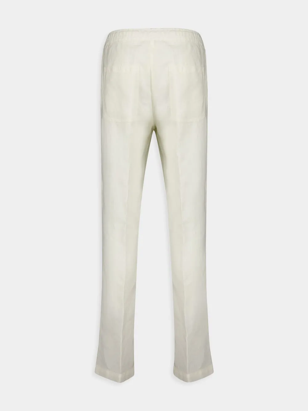 White Casual Fit Linen Pants sold by Fashion Clinic product image thumbnail 2